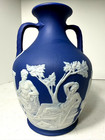 Rare Late 19th C  Wedgwood Portland Blue Jasperware Vase Peleus   Thetis - 8 75 