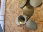 Vtg 1970s 4 5  Nautical Solid Brass Boat Propeller Candle Stick Holder Pair
