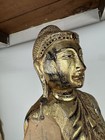 Antique Burmese Myanmar Mandalay Standing Gold Gilt Wooden Buddha 19-20c 34 5   