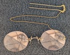 Antique Pince Nez Frameless  Glasses With Chain Clip Pin  Gold  Filled  Mark Ge