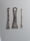 Antique Bodkins Sterling Silver Ribbon Puller Sewing Tool Ornate Lot Of 3