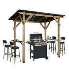 Aoodor Bbq 8x5 Ft Wooden Grill Gazebo Outdoor W  Sloping Hardtop  2 Side Shelves