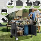 Outdoor Grill Cart Table W storage rolling Bar Cart Bbq Cart W hooks  spice Rack