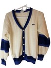 Vtg Izod Lacoste Blue Alligator Cardigan Sweater Youth Sz M  12-14  Long Sleeve