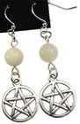 Moonstone Pentagram Earrings With Surgical Steel French Hooks 