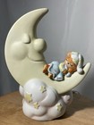 Vtg Teddy Beddy Bear Enesco Moon 3d Ceramic Night Light Nursery Lamp 8  Mint