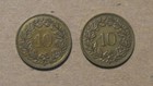 Switzerland -  2  Brass 10 Rappen 1918   1919 - Very Scarce   Nice