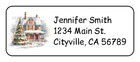 Snowy Christmas House Personalized Holiday Return Address Labels Stickers Tags