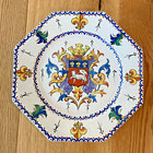 Antique Set Of Four Ca French Faience Armorial Heraldic Octagonal Plates
