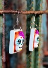 Day Of The Dead Sugar Skull Earrings Fun Loteria Handmade Polymer Clay Mexico