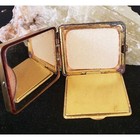 Vintage 20s Art Deco White Striped Enamel Rouge   Powder Compact Original Rouge