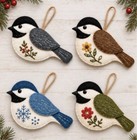 Diy Chickadee Bird Set Embroidered Craft Felt Ornament Kit Easy Starter Pattern