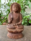 Antique Old Rare Hand Carved Wooden Hindu Jain Mahaveer Buddha Figurine Statue