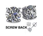 1ct Lab Created Diamond 14k White Gold Round Cut Screw Back