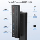 Acasis 5gbps Usb 3 0 Hub 16 Port On off Switch With Ac Power Adapter For Laptop