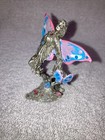 Gallo Vtg 1992 Pewter Butterfly Fairy Pink Crystals Hand Painted Wings 3 5 In