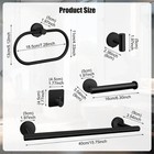 7 Pcs Black Bathroom Hardware Set Stainless Steel Towel Bar Towel Racks Hooks