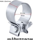2pcs 2 5  Inch T409 Stainless Steel Narrow Band Exhaust Clamps Seal Band