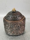 Old Bronze Relief Carved Thousand Crane Pattern Incense Burner from Chinese Folk