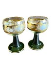 Set Of 2 Vtg Glass crystal Rheinfahrt roemer Gold Etched 8oz Wine Goblets France
