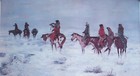Vintage Large Charles Russell Print Lost In A Snowstorm We Are Friends  268 Vgc