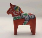 Vintage Swedish Dala Horse By Nils Olsson Hand Painted Wooden Folk Art 3 