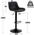 Counter Height Bar Stools Swivel Chair Faux Leather Modern Black Set Of 2