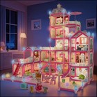 Barbie Dreamhouse Playhouse 4-story 11 Rooms Doll House With 4 Dolls Toy Figures