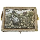 Vintage Sewing Basket Box Wicker Tapestry Cottagecore Organizer With Tray