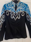 Girls Custom Made Equestrian Western Show Jacket- Bling Blue Black Showmanship