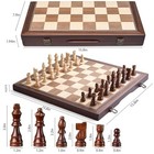 15  Magnetic Wooden Chess Set - Folding Board  Storage Slots  Handmade Pieces  G