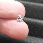 Vintage Solid 14k White Gold Diamond  g  Masonic Tie Pin Small