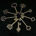 9pcs Keys Big Large Antique Vintage Old Brass Skeleton Lot For Diy Making Lock