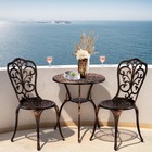 Set Of 3 Patio Table Chairs Furniture Bistro Set Cast Aluminum Outdoor Garden