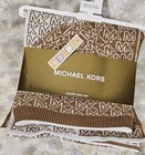 Michael Kors Scarf   Reversible Hat Camel Tan   Cream W mk Logo Free Shipping 
