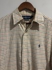 Vintage Polo Ralph Lauren Men   s Custom Fit Plaid Shirt Large Beige Long Sleeve