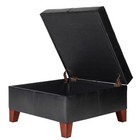 Luxury Large Square Storage Ottoman - Homepop  Faux Leather Hinged Lid Wood Legs