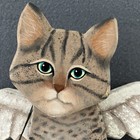 Vtg Handcrafted Woodcarved Cat With Angel Wings Wall Hanging Signed Ooak 1999