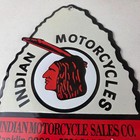 Vintage Indian Motorcycles Porcelain Sign - Arrow Head Sales Dealer Biker