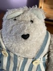 Woof And Poof Musical Polar Bear White Furry Plush Blue Striped Overalls Read