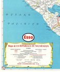 Vintage 1953 Nicaragua Road Map     Standard Oil  esso 