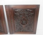 Pair Antique French Hand Carved Oak  Door Panels Reclaimed Architectural Breton