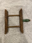 Vintage Primative Farmhouse Style Wooden Clothesline Winder Green Handle