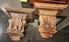 Exceptional Antique Pair Carved Wood Corbels   Shelves   Brackets
