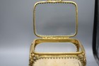 Vintage Matson Ormolu Filigree  Gold Tonejewellery Box Casket Beveled Glass E1