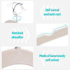 Premium Velvet Shirt Hangers 30 Pack  Non-slip 360   Swivel Hook Slim Flocked Coa