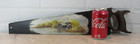 Vintage Hand Painted Saw Blade Folk Art Signed Watermill Lake Farm House  Decor