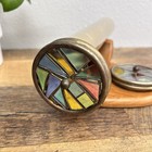 Chesnik Koch Brass Kaleidoscope With Four Wheels Art Glass 2001 Handmade Usa Vg