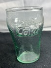 A 4 Inch Vintage Green Mini Pebbled  enjoy Coca-cola  Glass