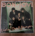 Vintage 1980s Bon Jovi Livin    On A Prayer Carnival Fair Prize Glass Mirror